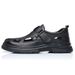 Summer Closed-Toe Velcro Hole Genuine Casual Hollow Sandals Non-Slip Breathable Dad Thick Sole Leather Shoes For Men_vogvips.com