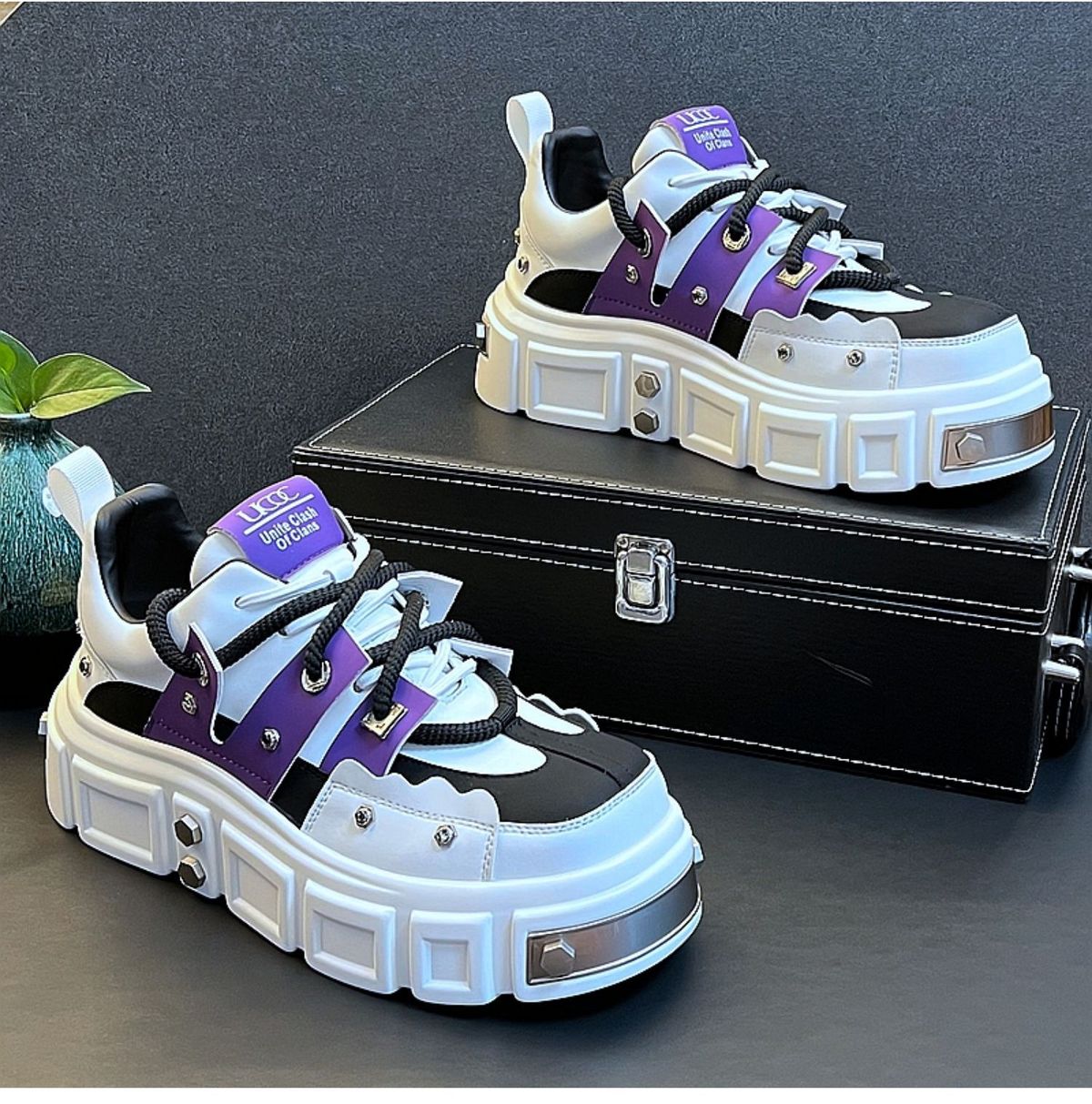 Men's Daddy Shoes Rivet Nichey Men's Shoes Heightened Big Head Thick Bottom Derby Shoes_vogvips.com