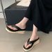 Platform Flip-Flops For Women, Fashionable Outdoor Wear, 2025 Summer New Style, Jute Rope, Height Increasing, Wedge_vogvips.com