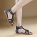 K9001-4 New 2025 Summer Women's Bohemian Beaded Zipper Rhinestone Roman Flat Sandals_vogvips.com
