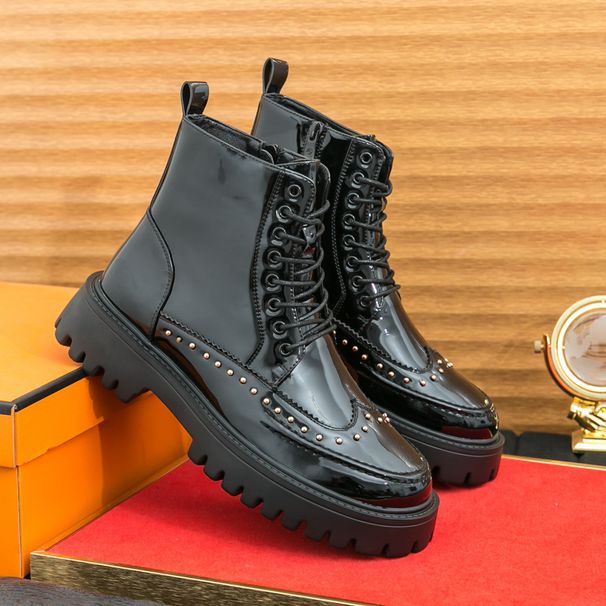 Autumn Fashion Rivet Pointed Leather Cross-Border Large Size Lightweight Thick-Soled Formal Casual European And American_vogvips.com