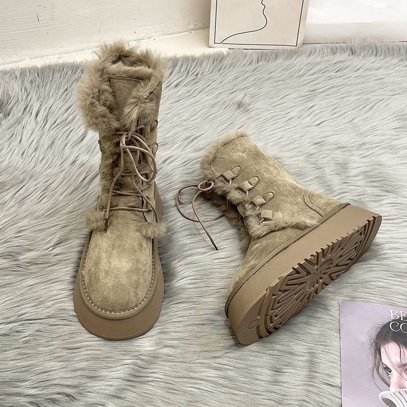 Women's Shoes Versatile Cotton Shoes For Women, New Winter Style, Niche Design, Thick Soled, Warm, Furry Boots For Women._vogvips.com
