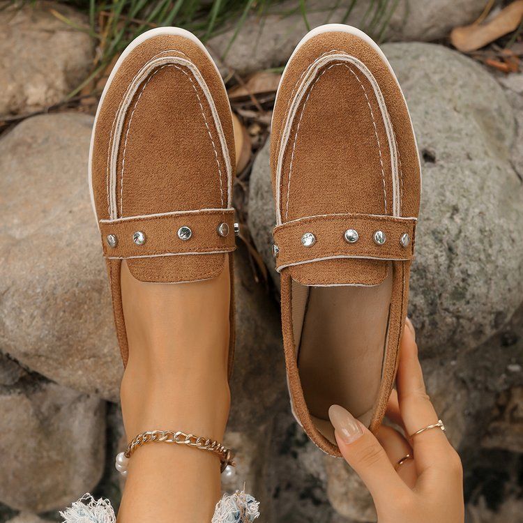 SHLIANG Retro Shallow Mouth Loafers Women Rhinestone Slip On Solid Color Large Size Moccasins Thick Bottom Comfortable Non Slip Flats Y0619_vogvips.com