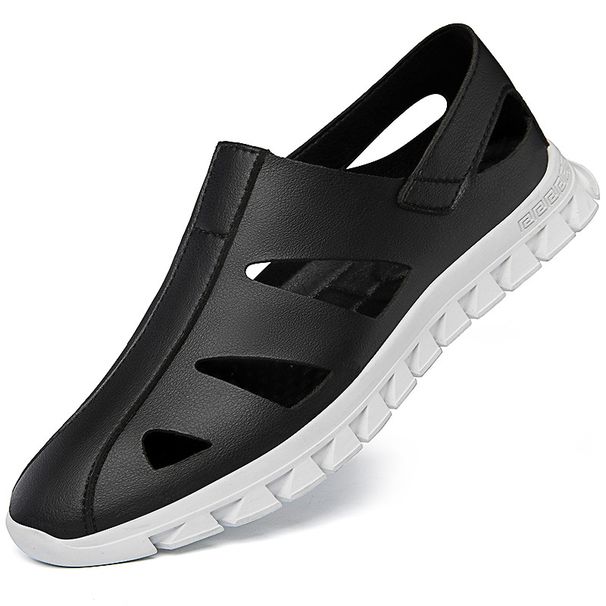Beach Cool Leather Shoes Microfiber Men's Casual Men's Shoes Driving Shallow Hole Shoes_vogvips.com