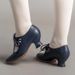 Cross-Border Foreign Trade Plus Size Fashion Single 2024 Hot-Selling Square Heel Lace-Up Small Leather Women's_vogvips.com