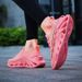 Fashion Purple Running Shoes Unisex Knit Breathable Platform Men's Casual Sneakers Outdoor Non-slip Lace-up Women's Sports Shoes_vogvips.com