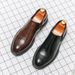 Euro Step Size 46 Brogue Leather Men's Height Increasing Business Formal Slip-On Lazy New Wedding Shoes_vogvips.com