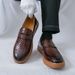 New Fashion Genuine Leather Retro Business Men's Casual Shoes Black Daily Office Loafers One-step Driving Party Dress Wedding Men's Shoes_vogvips.com