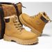 Men's Winter Boots High Top British Style Work Boots Thickened Cotton Lined Warm Snow Boots Men's Thick Cotton Shoes Plus Velvet Warm Snow Boots_vogvips.com