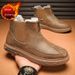 Men's Winter Snow Boots Waterproof PU Leather Slip-On Shoes With Fleece Lining Thick Warm Comfortable Casual Boots For Cold Weather_vogvips.com
