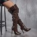Elegant Pointed-Toe High Heel Over-The-Knee Boots For Women - PU Leather, 11CM Heel, Slip-Resistant, Fashionable & Comfortable (Dark Brown)_vogvips.com