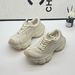 Chunky Sneakers With Rhinestones - Light Luxury Platform Shoes For Women, Breathable Mesh Lining, Round Toe, Casual Slip-On Shoes For All Seasons_vogvips.com