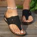 Thick Soled Flower Hollow Toe Flip Flops For Women With Sloping Heels, Wearing Herringbone Beach Oversized Sandals_vogvips.com