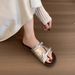 Korean Silver Slippers For Women Summer Outdoor New French Style One-Strap Vacation Beach Flat Sandals_vogvips.com