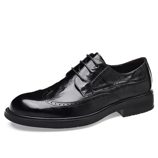 Euro Step First Layer Sheepskin Autumn Business Formal Leather Men Brogue Carved Fashion Casual Lace-up Men's Shoes_vogvips.com