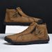 Men's Burst Martin Boots Large Size Zipper Men's Boots Outdoor Short Boots Casual Handmade Tooling Boots_vogvips.com