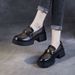 Mesh Platform Loafers Women's One-pedal Women's Shoes British Style Small Leather Shoes Hollow Single Shoes_vogvips.com