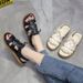 Flat 2023 Summer New Round Roman Style Lace-Up Open Toe Casual Fashion Beach Sandals For Women_vogvips.com
