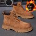 Men's Retro British Style High-Top Martin Boots With Fleece Lining, Slip-Resistant & Lightweight For Casual Wear_vogvips.com