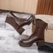 Women's Short Boots With Chunky Heels And Thick Soles, British Style, 2024 New Model, High-heeled Mid-calf Brown Retro Spring And_vogvips.com