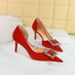3226-AK35 Versatile Women's Thin High Heels Shallow Mouth Pointed Side Hollow Metal Buckle Single Shoes_vogvips.com