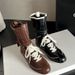 Inner Height Increase Duck Hunting For Women, Ins Style Versatile Color Block Niche Design Lace-up Boxing Boots, Outdoor_vogvips.com