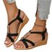 Summer New Korean Style Open-toe Beaded Women's Sandals Bohemian Wedge Heels_vogvips.com