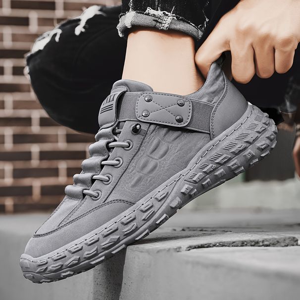 Thickened Sole Trendy Sneakers, Comfy Non Slip Durable Vintage Shoes For Men's Outdoor Activities_vogvips.com
