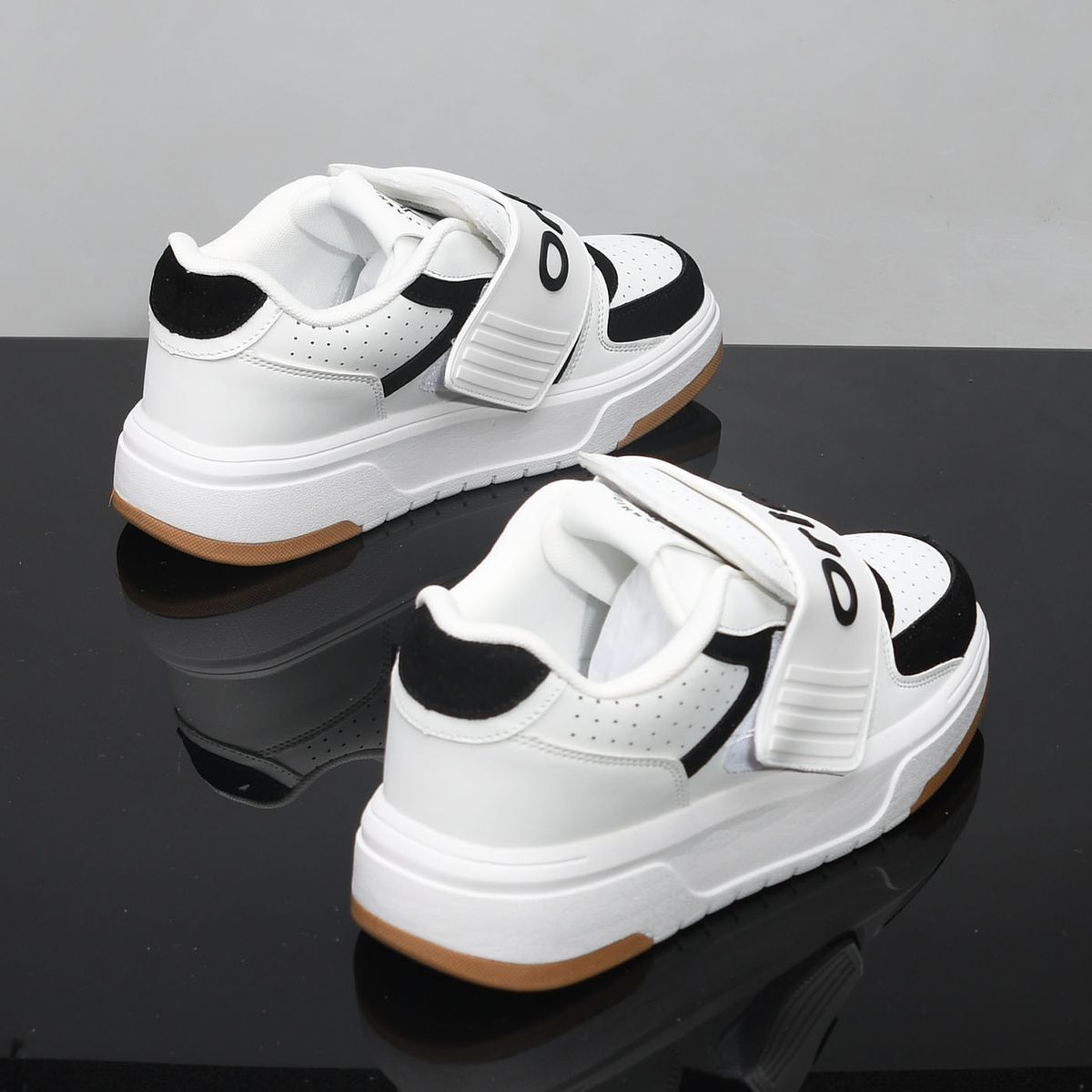 Men's Spring Sports Casual Shoes Velcro Fit Unisex Chunky Thick Soled Height Increasing White Bread Shoes S276_vogvips.com