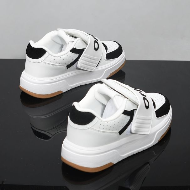 Men's Spring Sports Casual Shoes Velcro Fit Unisex Chunky Thick Soled Height Increasing White Bread Shoes S276_vogvips.com