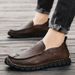European Warm Series Autumn Winter New Men's Handmade Leather 45 Lazy Slip-On British Style Trend Shoes 46 Large Size Driving Loafers_vogvips.com