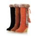Women's Shoes Autumn And Winter Fashion New Snow Boots Wedge Heel Mid Tube Rabbit Fur Warm Boots_vogvips.com
