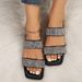 European And American Foreign Trade Large-size Rhinestone Flat Women, Square-toed Lightweight Beach Sandals For Outdoor_vogvips.com