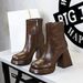 7992-2 European And American Style Fashion Trendy Chunky Heel High-heeled Round Toe Retro Winter Short Boots,_vogvips.com