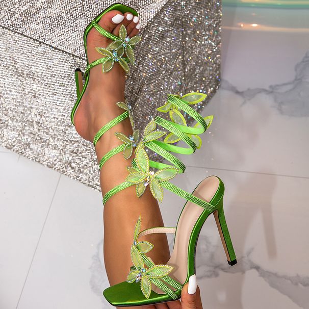 Women's Shoes Snake Shaped Wrapped Strappy Sandals Open Toe Rhinestone Bow Stiletto High Heel Sexy Sandals Women's Shoes Heels_vogvips.com