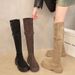 Elegant Leg-Lengthening For Women 2025 Autumn Winter New High Casual Versatile Soft Surface Foldable Mid-Calf Boots_vogvips.com