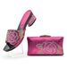 Rose-row diamond pattern all-in-one round head casual high-heeled fashion sandals with handbag set_vogvips.com