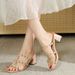 Women's High Heeled Chunky Heel French Retro Slip-On Sandals Summer Lazy Sandals Half Slip_vogvips.com