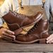 Martin 8111 American Suede Style Genuine Leather Work Men's Short Paratrooper Boots Cowhide 8083_vogvips.com