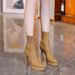 Women’s Shoes High Heel Short Boots Single Boots French Retro Brown Chunky Heel Platform Fashion Boots_vogvips.com