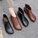 2024 Autumn Winter Flat Soft Sole Square Toe Solid Color Shoes Large Size Women's Leather Boots_vogvips.com