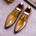 Men's cowhide leather formal single shoe business leather shoes pointed laser large size wedding shoes_vogvips.com