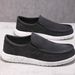 Men's Slip-On Canvas Loafers - Breathable Comfort, Lightweight Casual Shoes For Spring, Summer & Fall - Round Toe, Elastic Band, Neutral Style_vogvips.com