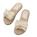 Women's Shoes Summer New Indoor Leisure And Comfortable Home Light Slippers Linen Bow Flip Flops Flat Non Slip Sandals_vogvips.com