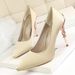 Women's Stiletto Heel Pumps Korean Style Fashion Sexy Metal Heel Stiletto High Heel Shallow Mouth Pointed Satin Thin Single Shoe Wedding Shoes_vogvips.com