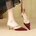 601 European American Sexy Slimming High-heeled Pointed Toe Hollow-out Studded Women's Shoes With Thin Heel And Ankle_vogvips.com