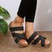 Large Casual For Women 2025 New Flat Thick Bottomed Cross Woven Solid Color Sandals_vogvips.com