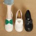 Genuine Thick-Soled White Loafers 2026 New Model Bow High-Heeled Small Leather Round-Toe Slip-On Platform Shoes_vogvips.com