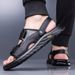 British Style Brand Summer Men's Casual Leather Slippers Fashion Walking Soft Bottom Beach Sandals Comfy Outdoors Shoes_vogvips.com