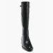 Unique Buckle Decorate Knee Boots Women Fashion Patchwork Design Chunky Heel Boots Black Soft Leather Waterproof Platform Boots_vogvips.com